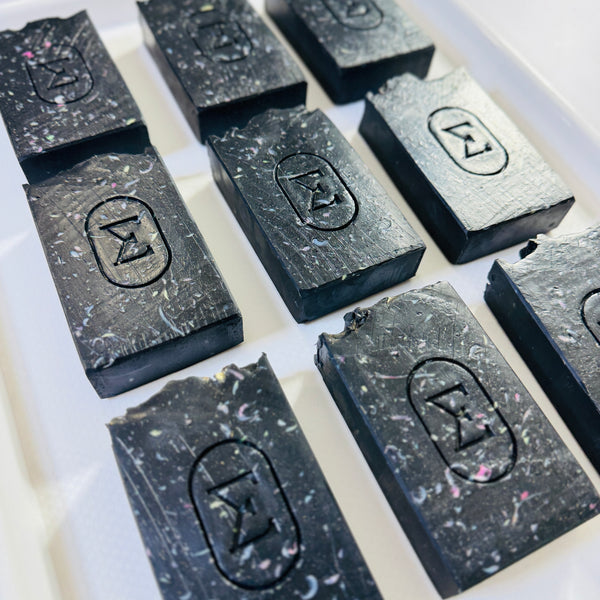 AREITO • Dual Soap Detox & Exfoliant with Activated Charcoal, Lavender Flower, Sandalwood + Black Cherry