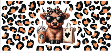 COW animal print & coffee • UV DTF Wrap