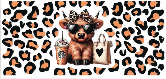 COW animal print & coffee • UV DTF Wrap