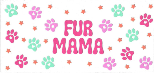 FUR MAMA pink, teal, stars • UV DTF Wrap