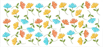 TEAL, ORANGE & YELLOW mini flowers • UV DTF Wrap