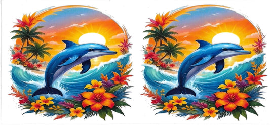 TROPICAL DOLPHINS • UV DTF Wrap
