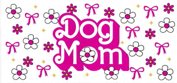 DOG MOM pink and white flowers • UV DTF Wrap