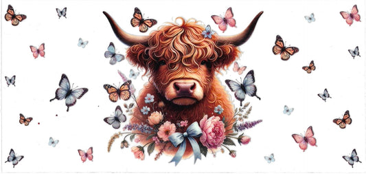 COW with little butterflies • UV DTF Wrap