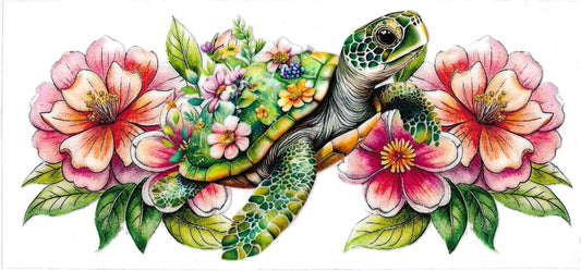 TURTLE & FLOWER • UV DTF Wrap