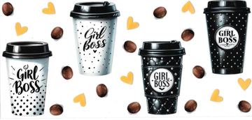 GIRL BOSS COFFEE CUPS • DOUBLE SIDE UV DTF Wrap