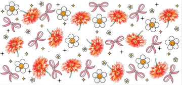 PEACH FLOWERS & PINK BOWS • UV DTF Wrap