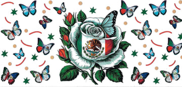 Mexico Flag & Rose • DOUBLE SIDE • UV DTF Wrap