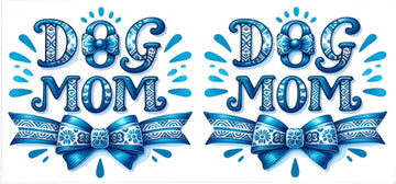 DOG MOM blue bow • UV DTF Wrap