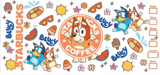 Coffee & bluey • (DOUBLE SIDE) • UV DTF Wrap