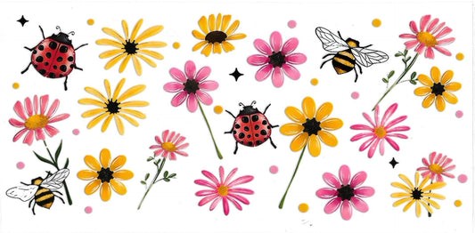 YELLOW, PINK, BEES & LADY BUGS • UV DTF Wrap