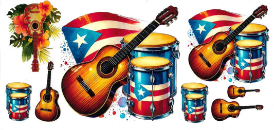 Puerto Rico Flag & instruments • UV DTF Wrap