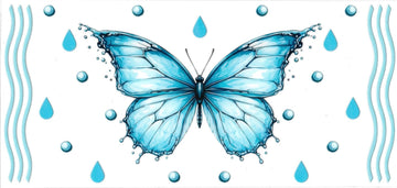 BUTTERFLY blue • DOUBLE SIDED • UV DTF Wrap