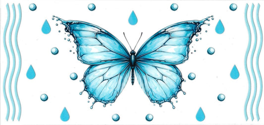 BUTTERFLY blue • DOUBLE SIDED • UV DTF Wrap