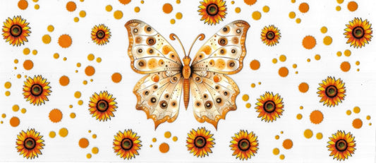 Butterfly with sunflowers • DOUBLE SIDED • UV DTF Wrap