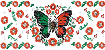 Mexico Flag & Butterfly • DOUBLE SIDE • UV DTF Wrap