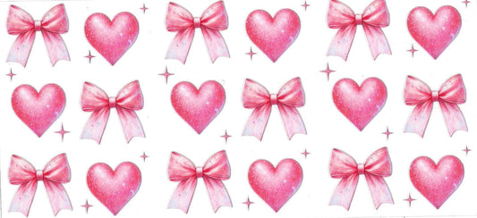 Pink hearts & bows • DOUBLE SIDE • UV DTF Wrap