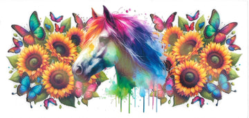 HORSE & SUNFLOWER Holographic • UV DTF Wrap