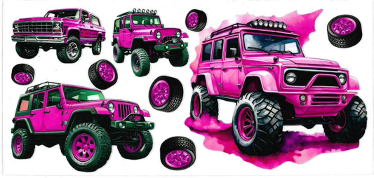 PINK JEEP • UV DTF Wrap