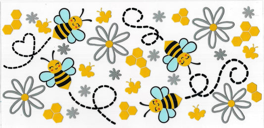 Bees & flowers • (DOUBLE SIDE) • UV DTF Wrap