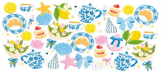 TEA, FLOWERS, SHELL & FRUITS • UV DTF Wrap