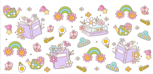 BOOKS with rainbows and flowers • UV DTF Wrap