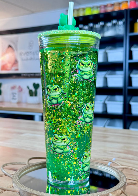 PRE-MADE Mad Frog Artistic Snow Globe Tumbler 24oz