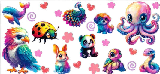 COLORFUL ANIMAL • (DOUBLE SIDED) • UV DTF Wrap