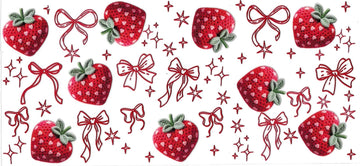 Strawberries, stars, bow • DOUBLE SIDE • UV DTF Wrap