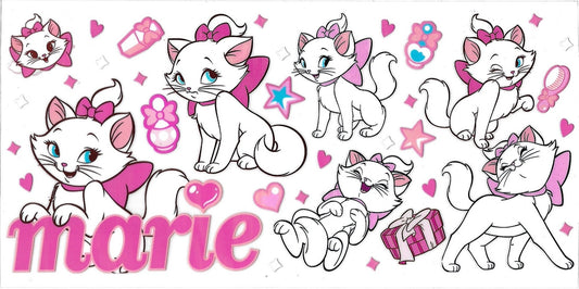 WHITE CAT • DOUBLE SIDE • UV DTF Wrap