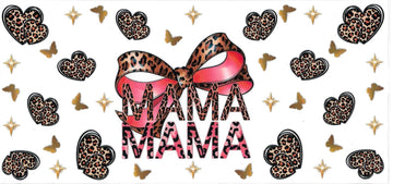 Mama Mama heart with cheetah print • DOUBLE SIDE UV DTF Wrap