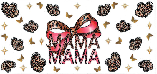 Mama Mama heart with cheetah print • DOUBLE SIDE UV DTF Wrap