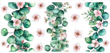 Green leaves & flowers • (DOUBLE SIDE) • UV DTF Wrap