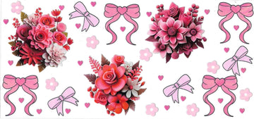 Pink Bow & Flowers • DOUBLE SIDE • UV DTF Wrap