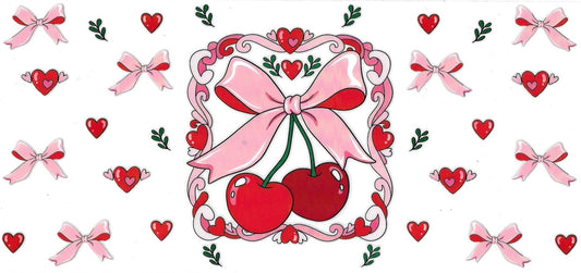 CHERRYS & PINK BOW • UV DTF Wrap