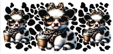 WHITE & BLACK COW with coffee • UV DTF Wrap