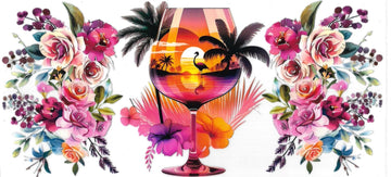 Glass of wine, summer vibes & flowers (DOUBLE SIDE) • UV DTF Wrap