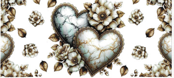 Brown heart & flowers Boho style • DOUBLE SIDE • UV DTF Wrap