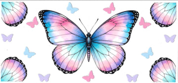 BUTTERFLY cotton candy colors • DOUBLE SIDED • UV DTF Wrap
