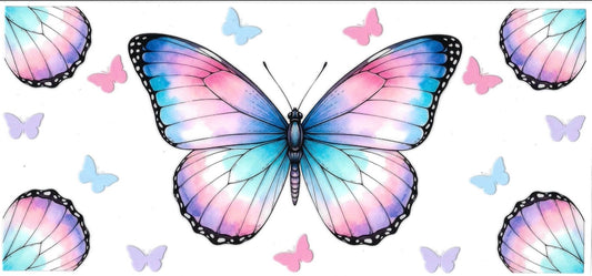 BUTTERFLY cotton candy colors • DOUBLE SIDED • UV DTF Wrap