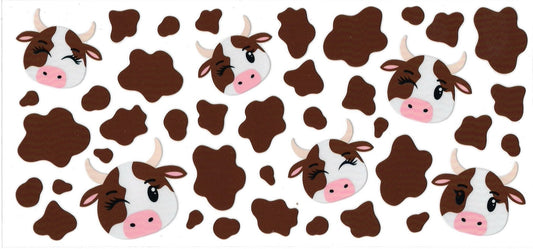 BROWN & WHITE COWS • UV DTF Wrap