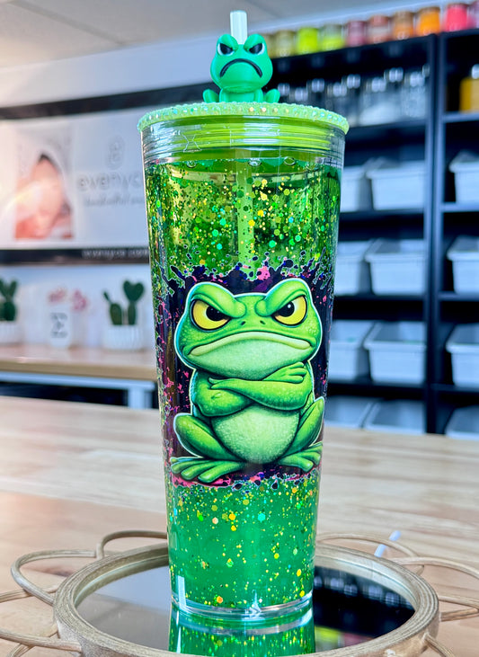 PRE-MADE Mad Frog Artistic Snow Globe Tumbler 24oz