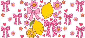 Lemon & pink bow • (DOUBLE SIDE) • UV DTF Wrap