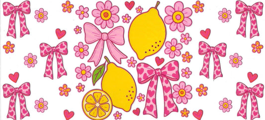 Lemon & pink bow • (DOUBLE SIDE) • UV DTF Wrap