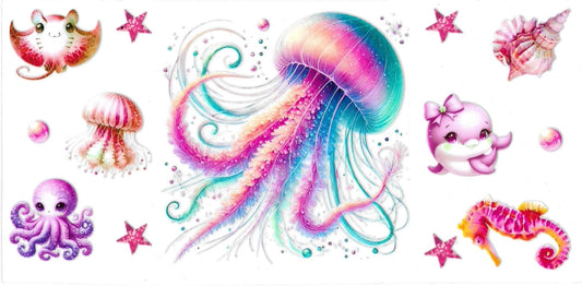 JELLY FISH & ocean fish • UV DTF Wrap