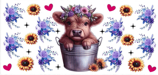 COW, sunflowers, flowers • UV DTF Wrap