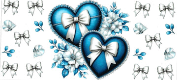Blue Hearts & Bows  (DOUBLE SIDE) • UV DTF Wrap