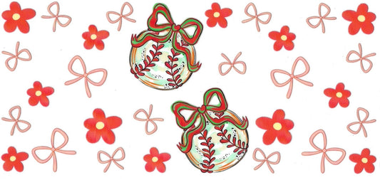 Baseball, bow & flower • UV DTF Wrap