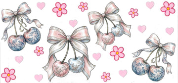 PINK CHERRIES & BOW • DOUBLE SIDED • UV DTF Wrap