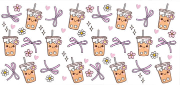 ICE COFFEE CUPS & BOW • UV DTF Wrap